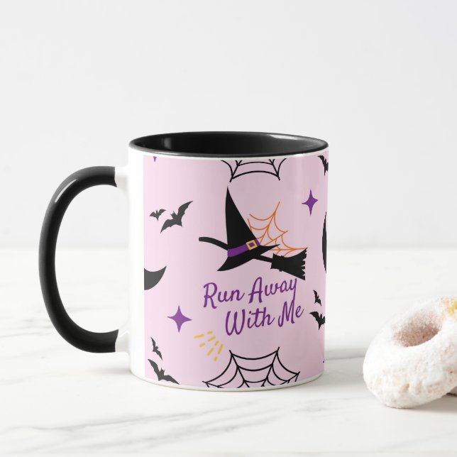 Whimissiskt "Springa Away with Me" Halloween Witch Mugg (Med munk)