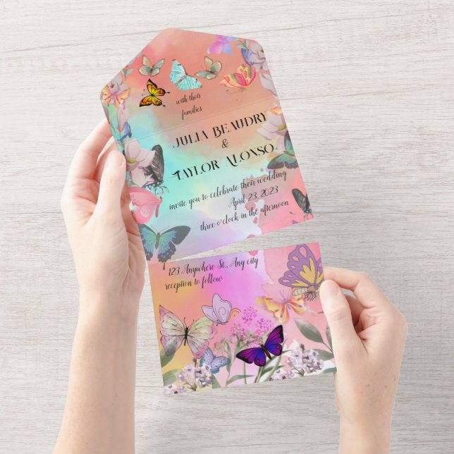 Whimissiskt Vingar: Watercolor Butterfly Bröllop (Tearaway)