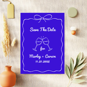 Whimistic Hand Lettered Elegant Royal Blue Bröllop Spara Datumet