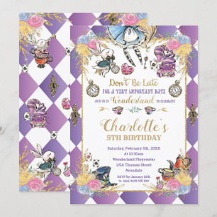 Whimistisk Alice i Wonderland Birthday Tea Party Inbjudningar