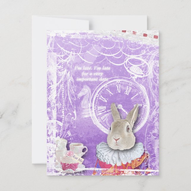 Whimistisk Alice i Wonderland Collage Baby Shower Inbjudningar (Framsida)