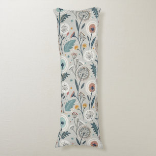 Whimistisk dandelion & Blommigt Folk Art Seamless Kroppskudde