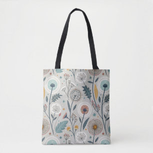 Whimistisk dandelion & Blommigt Folk Art Seamless Tygkasse
