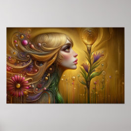 Whimistisk Fantasy Blommigt Female på annat sätt v Poster