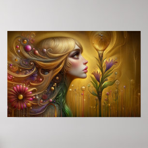 Whimistisk Fantasy Blommigt Female på annat sätt v Poster