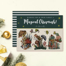Whimistisk Grönt Merry Mushroom och Frogs Jul