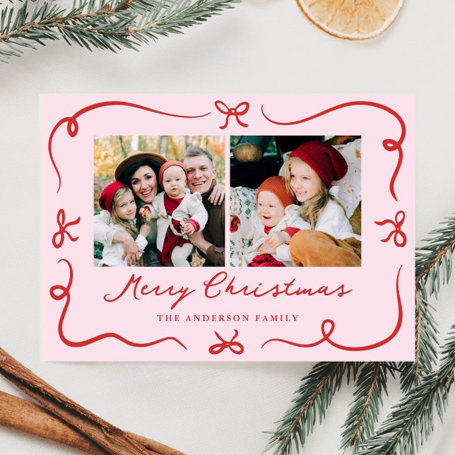 Whimistisk handdränkt kö Rosa 2 Fotojul Julkort (Skapare uppladdad)