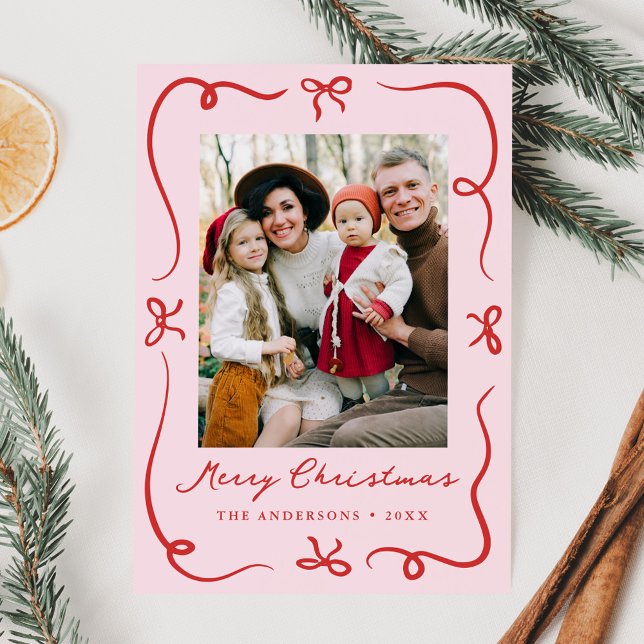 Whimistisk handdränkt kö Rosa 2 Fotojul Julkort (Skapare uppladdad)