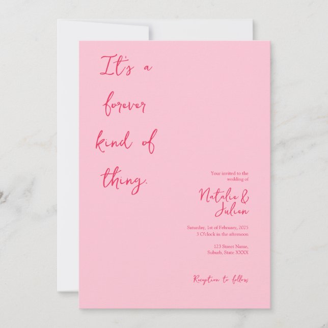 Whimistisk inbjudan till Bright Rosa Wedding (Framsida)