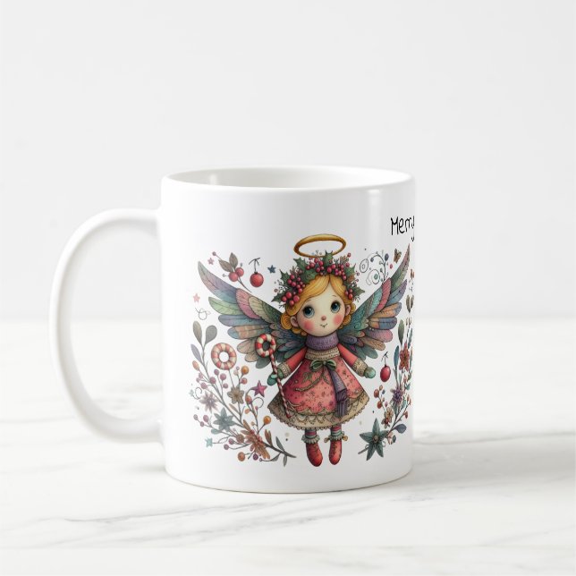 Whimistisk julängel med Multi-färg Vingar Kaffemugg (Vänster)
