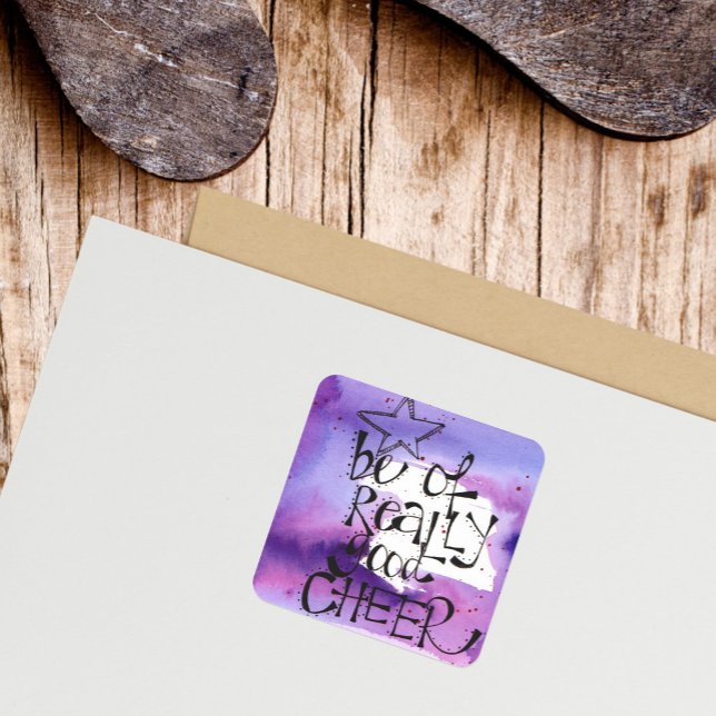 Whimistisk juloffert fyrkantigt klistermärke (Be of Good Cheer Christmas Sticker)