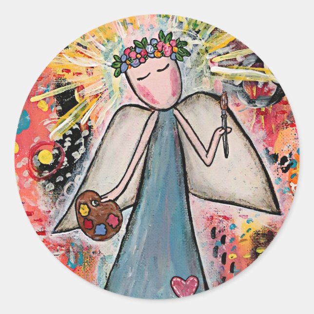 Whimistisk konstnär runt klistermärke (Framsida)