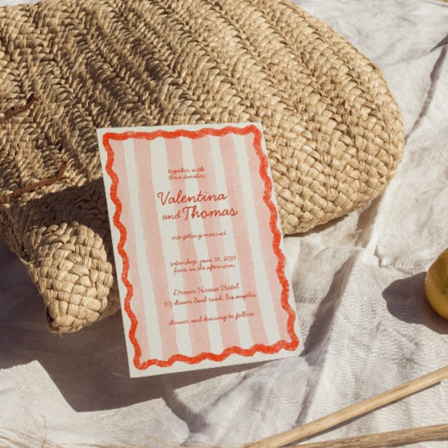 Whimistisk Modern Rosa & Red Wedding bjudande in Inbjudningar (Skapare uppladdad)