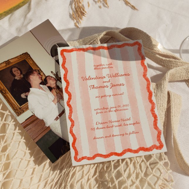 Whimistisk Modern Rosa & Red Wedding bjudande in Inbjudningar (Skapare uppladdad)