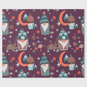 Whimistisk röd Mönster Gnome jul Garden Måne Presentpapper