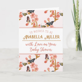 Whimistisk Rosa Boho Butterfly Girl Baby Shower Kort