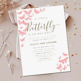 Whimistisk Rosa Butterfly Ram Girl Baby Shower Inbjudningar