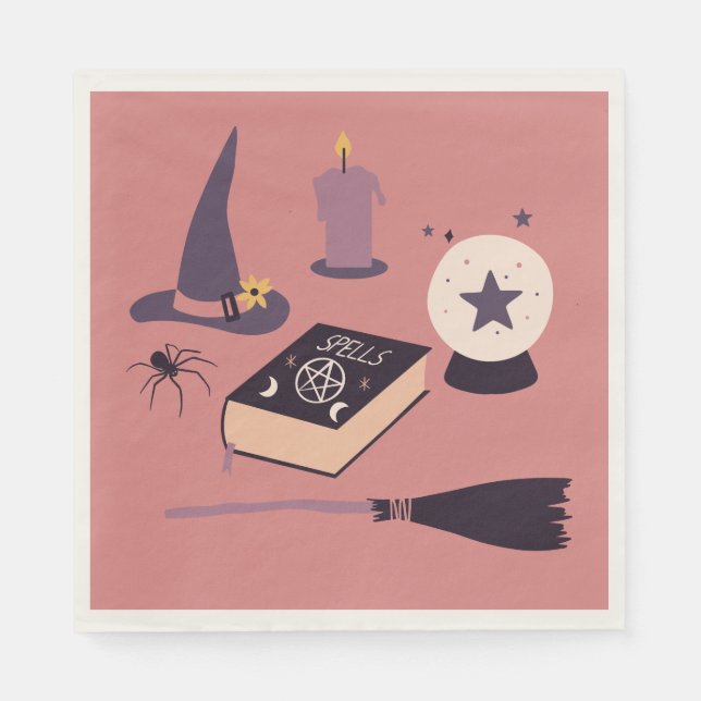 Whimistisk rosa witchy Party Pappersservett (Framsidan)