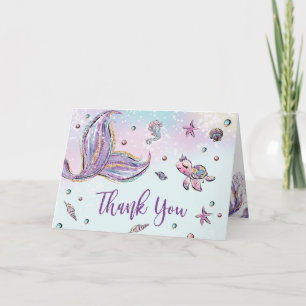 Whimistisk Sjöjungfru Svan under Sea Baby Shower Tack Kort