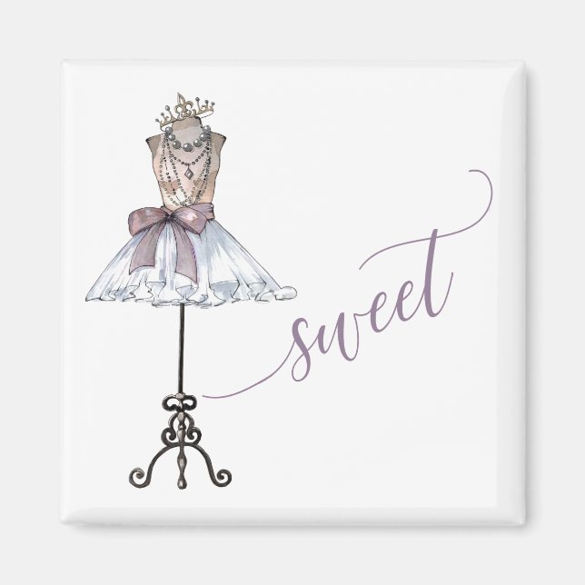Whimistisk "Sweet" Mannequin med tutu Magnet (Framsidan)