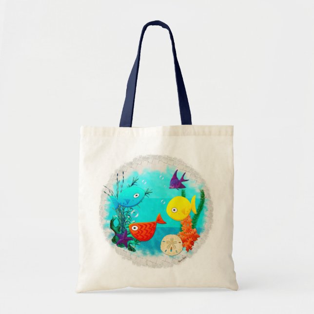 Whimsey Aquarium Tecknad Fish Barn to Tonåringar Tygkasse (Framsidan)