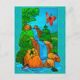 Whimsey Falls Nature Fantasy Art Vykort