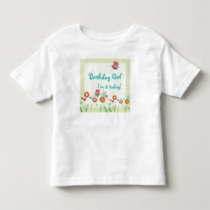 Whimsey Flowers Girl Födelsedagsfest Shirt Tee Shirt