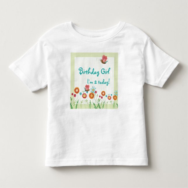 Whimsey Flowers Girl Födelsedagsfest Shirt Tee Shirt (Framsida)