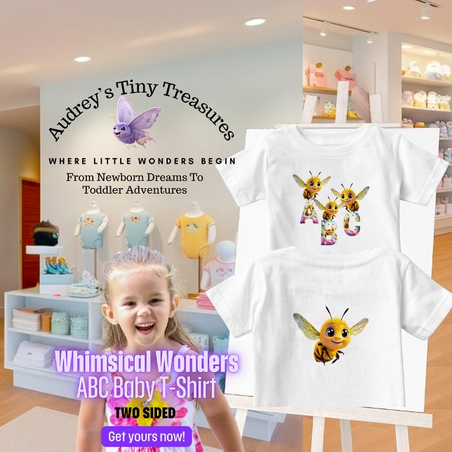 Whimsials Wonders Baby Kortärmad ABC T-Shirt (Skapare uppladdad)