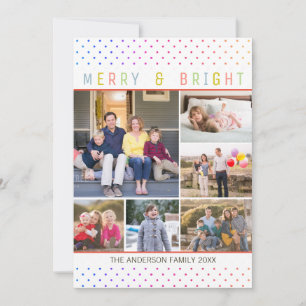 Whimsic 7 Photo Merry Bright Rainbow Polka dots Julkort