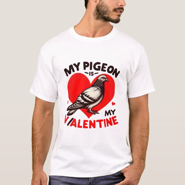 Whimsic Bird Valentine - Min Pigeon, mitt hjärta T Shirt (Framsida)