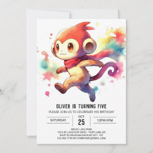 Whimsic Playful Monkey Birthday Inbjudningar