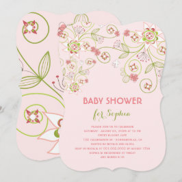 Whimsic Rosa Blommigt Blooms Chic Girl Baby Shower Inbjudningar