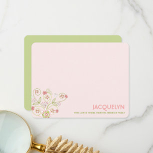 Whimsic Rosa Blommigt Blooms Chic Girl Baby Shower Tack Kort