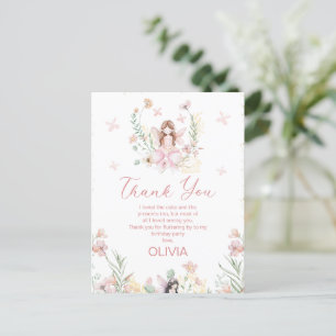 Whimsic Rosa Blommigt Fairy First Birthday Card Vykort