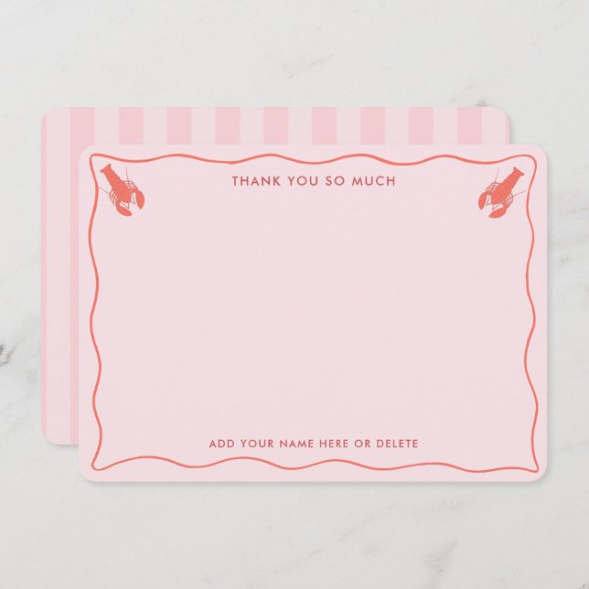 Whimsic Rosa Orange Lobster Doodle Möhippa Tack Kort (Fram/baksida)