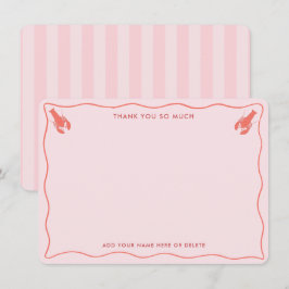 Whimsic Rosa Orange Lobster Doodle Möhippa Tack Kort