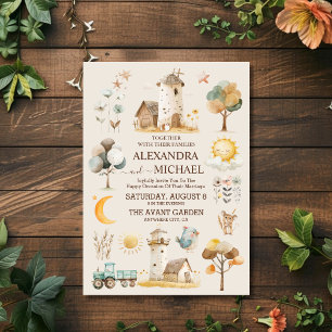 Whimsic Rustic Farm Bröllop Inbjudningar