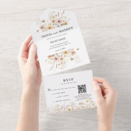 Whimsic Rustic Meadow Wildblomma QR Code Bröllop