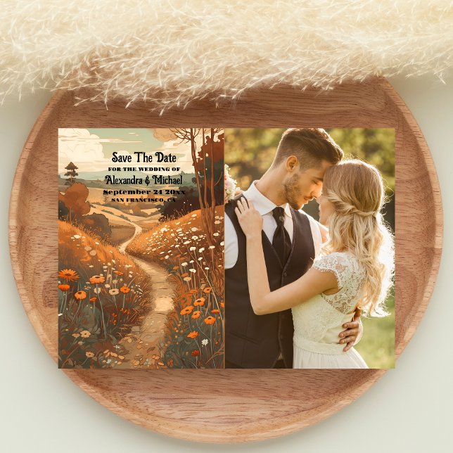 Whimsic Rustic Wildburn Meadow Bröllop Spara Datumet (Skapare uppladdad)