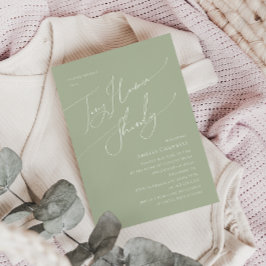 Whimsic Sage Grönt Tiny Human Baby Shower Inbjudningar