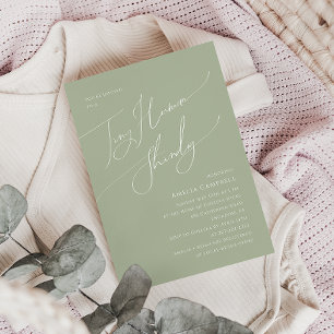 Whimsic Sage Grönt Tiny Human Baby Shower Inbjudningar