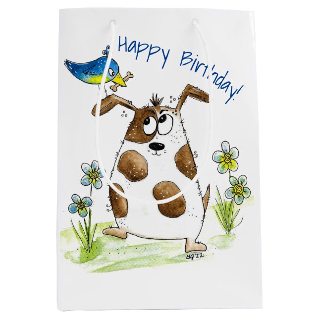 Whimsic Spoted Hund med Bird (Framsidan)