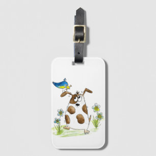 Whimsic Spoted Hund med Bird Bagagebricka