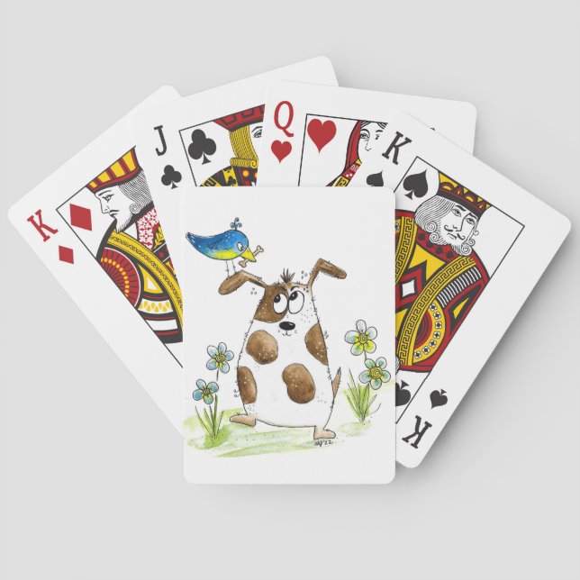 Whimsic Spoted Hund med Bird Casinokort (Baksidan)