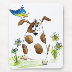 Whimsic Spoted Hund med Bird Musmatta