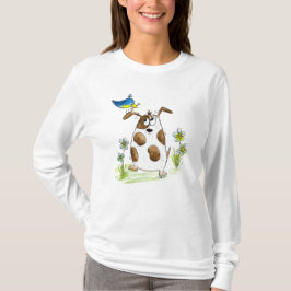 Whimsic Spoted Hund med Bird T Shirt