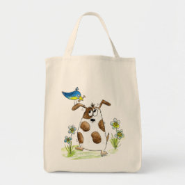 Whimsic Spoted Hund med Bird Tygkasse
