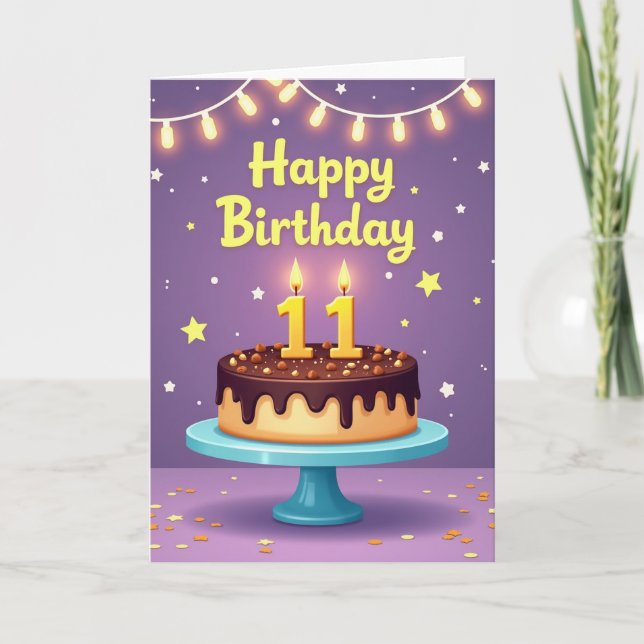 Whimsical 11-års födelsedagskort kort (Framsida)