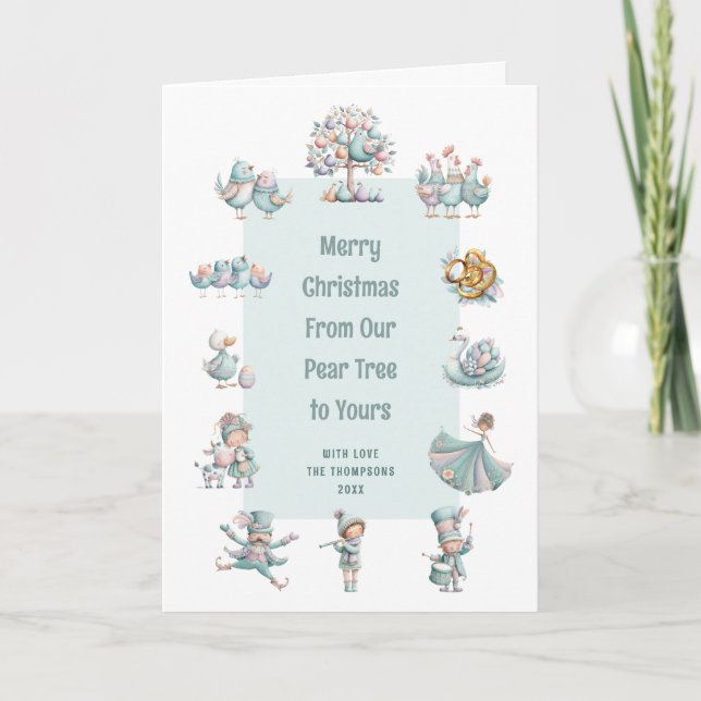 Whimsical 2026 Kalender 12 Days Christmas Vikbar Helgkort (Framsida)
